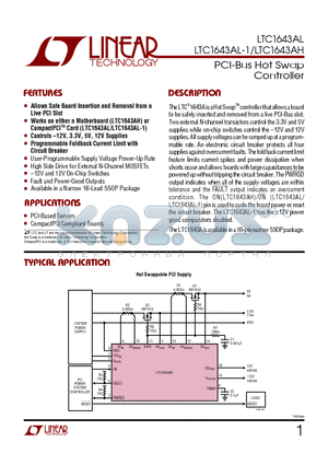 LTC1643AH datasheet - PCI-Bus Hot Swap Controller