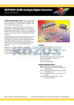 MCP3002 datasheet - MCP300X 10-Bit Analog-to-Digital Converters