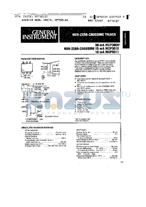 MCP3011 datasheet - NON-ZERO-CROSSING TRIACS