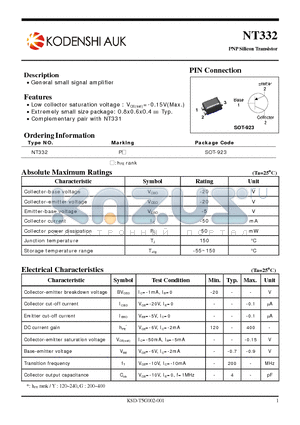 NT332 datasheet - PNP Silicon Transistor