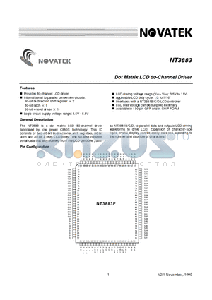 NT3883 datasheet - Dot Matrix LCD 80-Channel Driver