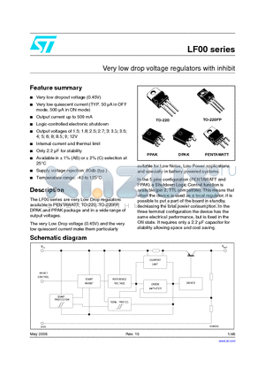 LF00_06 datasheet - Very low drop voltage regulators with inhibit