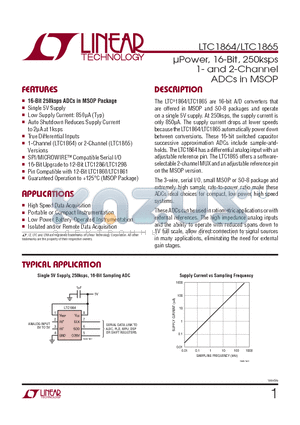 LTC1684AIS8-PBF datasheet - lPower, 16-Bit, 250ksps 1- and 2-Channel ADCs in MSOP