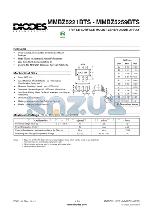 MMBZ5227BTS-7-F datasheet - TRIPLE SURFACE MOUNT ZENER DIODE ARRAY