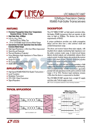 LTC1687CS datasheet - 52Mbps Precision Delay RS485 Fail-Safe Transceivers