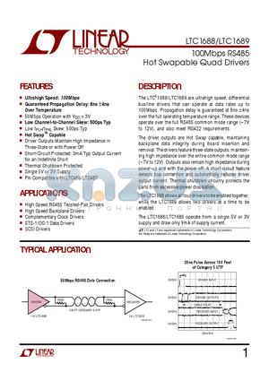 LTC1689CS datasheet - 100Mbps RS485 Hot Swapable Quad Drivers