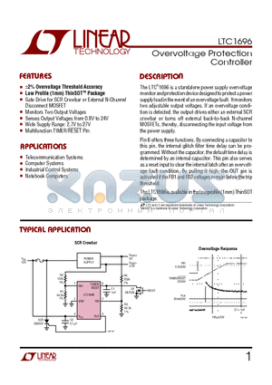 LTC1696ES6 datasheet - Overvoltage Protection Controller