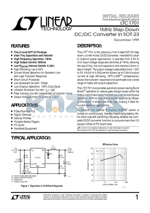 LTC1701ES5 datasheet - 1MHz Step-Down DC/DC Converter in SOT-23