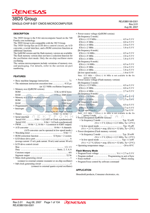 M38D50F6-XXXFP datasheet - SINGLE-CHIP 8-BIT CMOS MICROCOMPUTER