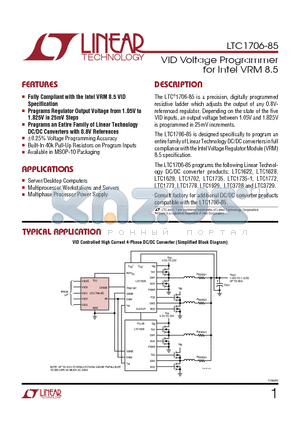 LTC1706-85 datasheet - VID Voltage Programmer for Intel VRM 8.5