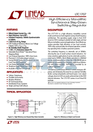 LTC1707 datasheet - High Efficiency Monolithic Synchronous Step-Down Switching Regulator