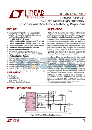 LTC1709EG-9 datasheet - 2-Phase, 5-Bit VID,Current Mode, High Efficiency,Synchronous Step-Down Switching Regulators