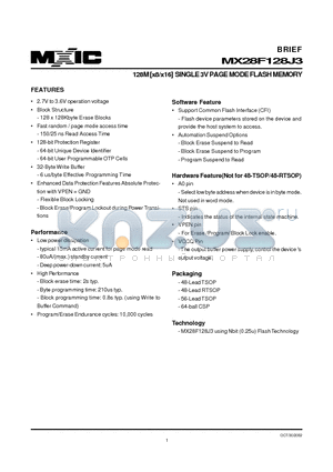 MX28F128J3 datasheet - 128M [x8/x16] SINGLE 3V PAGE MODE FLASH MEMORY