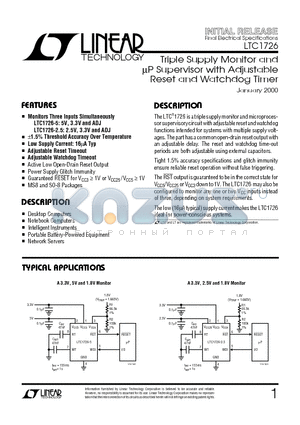 LTC1726ES8-2.5 datasheet - Triple Supply Monitor and uP Supervisor with Adjustable Reset and Watchdog Timer