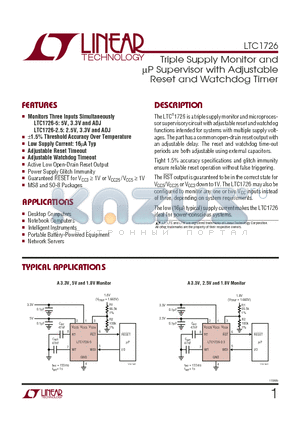 LTC1726EMS8-2.5 datasheet - Triple Supply Monitor and ^ Supervisor with Adjustable Reset and Watchdog Timer