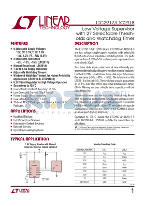 LTC1727 datasheet - Low Voltage Supervisorwith 27 Selectable Thresholds and Watchdog Timer