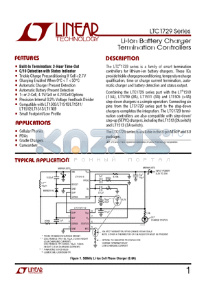 LTC1729 datasheet - Li-Ion Battery Charger Termination Controllers