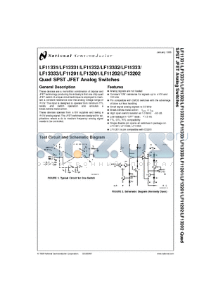 LF11201 datasheet - Quad SPST JFET Analog Switches