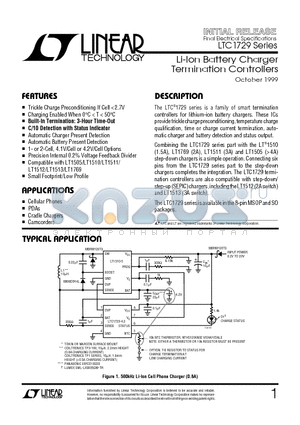 LTC1729CMS8-4.2 datasheet - Li-Ion Battery Charger Termination Controllers