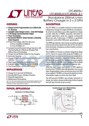 LTC1734 datasheet - Standalone 250mA Li-Ion Battery Charger in 2  2 DFN