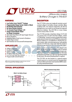 LTC1734L datasheet - Lithium-Ion Linear Battery Charger in ThinSOT