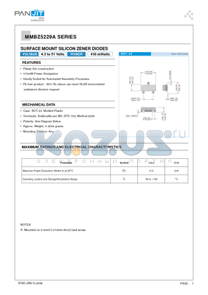 MMBZ5231A datasheet - SURFACE MOUNT SILICON ZENER DIODES