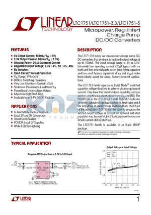 LTC1751 datasheet - Micropower, Regulated Charge Pump DC/DC Converters