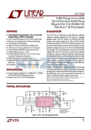 LTC1753CSW datasheet - 5-Bit Programmable Synchronous Switching Regulator Controller for Pentium III Processor