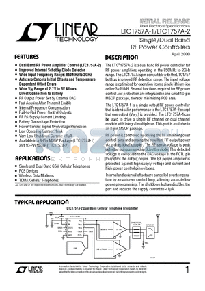 LTC1757A-1 datasheet - Single/Dual Band RF Power Controllers