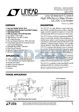 LTC1771I datasheet - Low Quiescent Current High Efficiency Step-Down DC/DC Controller