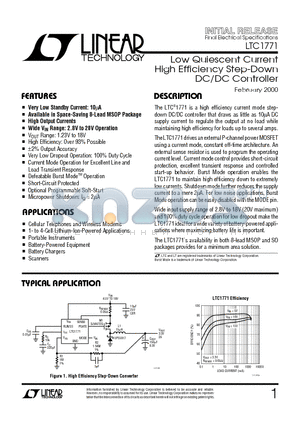 LTC1771IS8 datasheet - Low Quiescent Current High Efficiency Step-Down DC/DC Controller