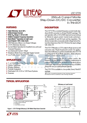 LTC1779ES6 datasheet - 250mA Current Mode Step-Down DC/DC Converter in ThinSOT