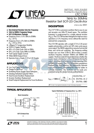 LTC1799CS5 datasheet - 1kHz to 30MHz Resistor Set SOT-23 Oscillator