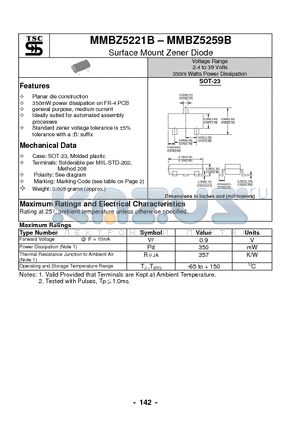 MMBZ5233B datasheet - Surface Mount Zener Diode