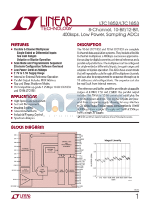 LTC1852IFW-PBF datasheet - 8-Channel, 10-Bit/12-Bit, 400ksps, Low Power, Sampling ADCs