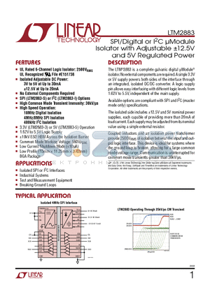 LTC1858 datasheet - SPI/Digital or I2C lModule Isolator with Adjustable a12.5V and 5V Regulated Power