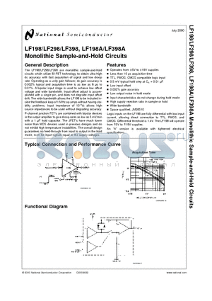LF198 datasheet - Monolithic Sample-and-Hold Circuits