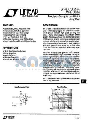 LF198 datasheet - Precision Sample and Hold Amplifier