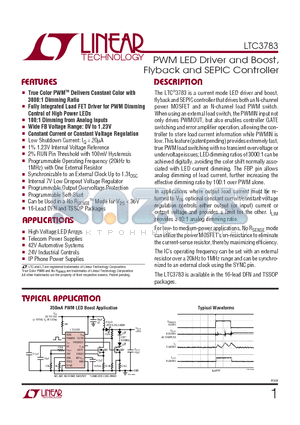 LTC1871 datasheet - PWM LED Driver and Boost, Flyback and SEPIC Controller