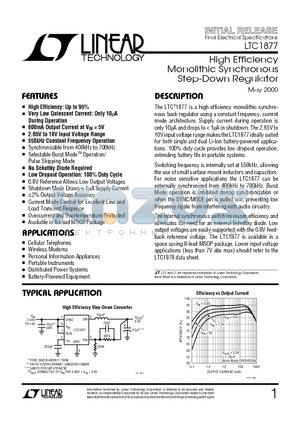 LTC1877EMS8 datasheet - High Efficiency Monolithic Synchronous Step-Down Regulator