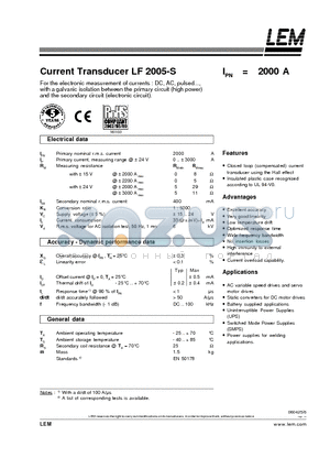 LF2005-S_06 datasheet - Current Transducer