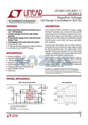 LTC1921 datasheet - Negative Voltage Hot Swap Controllers in SOT-23