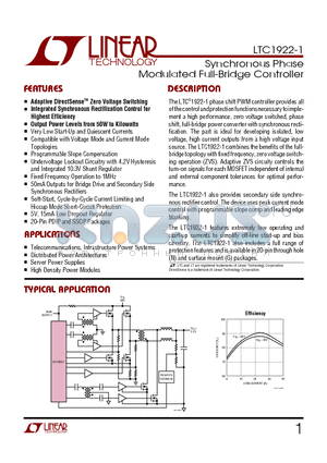 LTC1922-1 datasheet - Synchronous Phase Modulated Full-Bridge Controller