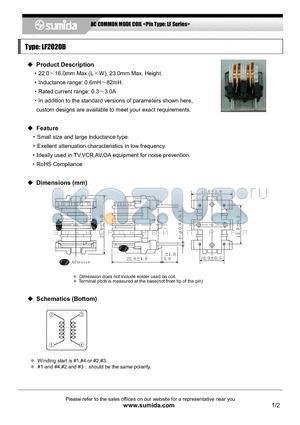 LF2020BNP-123 datasheet - AC COMMON MODE COIL