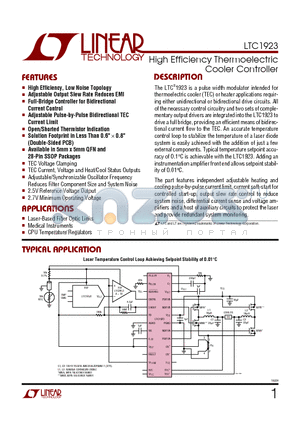 LTC1923EGN datasheet - High Efficiency Thermoelectric Cooler Controller