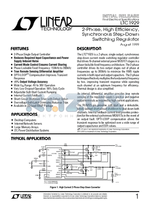 LTC1929CG datasheet - 2-Phase, High Efficiency, Synchronous Step-Down Switching Regulator