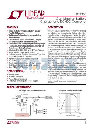 LTC1980 datasheet - Combination Battery Charger and DC/DC Converter