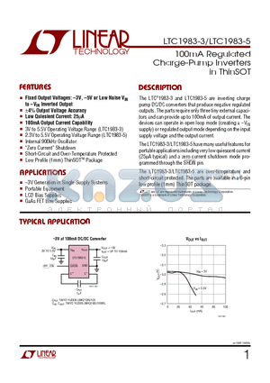 LTC1983ES6-3 datasheet - 100mA REGULATED CHARGE-PUMP INVERTERS IN THINSOT