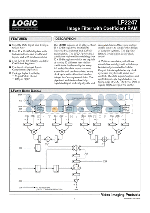 LF2247 datasheet - Image Filter with Coefficient RAM