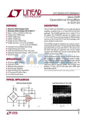 LTC2050HVHS5 datasheet - Zero-Drift Operational Amplifi ers in SOT-23